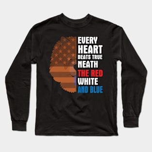 Chow Chow Every Heart Beats True Neath The Red White And Blue Happy Independence July 4th Day Dogs Long Sleeve T-Shirt